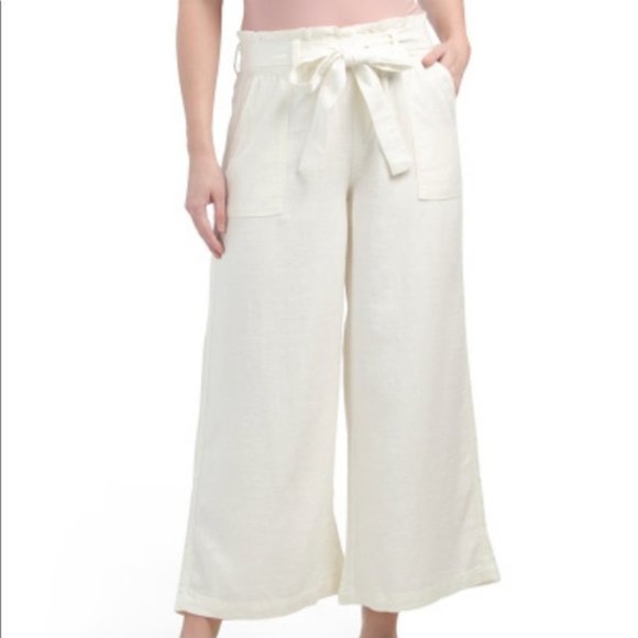 Blank NYC linen blend off white paperbag waist pants - Picture 1 of 8